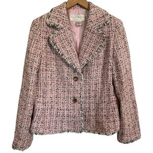 Doncaster Blazer Silk Blend Tweed Long Sleeve Multi-Color Women’s Size 10
